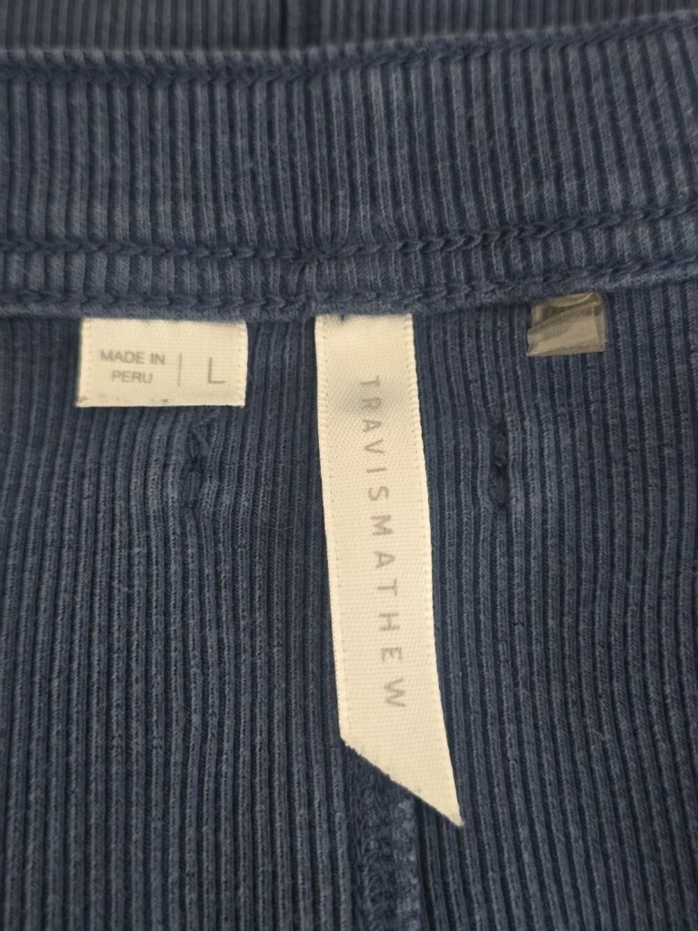 Travis Mathew Button Up Shirt Women Large Blue V Neck Ribbed Fitted Casual - Picture 7 of 8